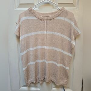 NWT Cupshe Tan and White Striped Knitted Shirt, Small